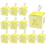 1 x Brand New eeee 50 pieces candy box made of paper, baby shower gift box, candy box birthday, with white organza ribbon, for baby baptism, communion, wedding or birthday party light yellow  - RRP €20.84