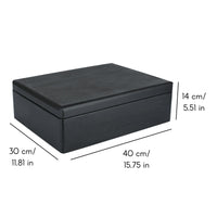 1 x RAW Customer Returns Creative Deco XL Large Black Wooden Box with Lid 40x30x14 cm - 1cm Baby Memory Box Wooden Box with Lid Painted Box Easter For Documents, Toys, Tools RAW UNPOLISHED - RRP €33.67