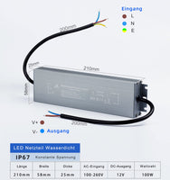 1 x RAW Customer Returns DUSKTEC LED transformer 12V 100W LED transformer AC 230V to DC 12 Volt, waterproof LED power supply driver IP67, constant voltage low-voltage transformer for indoor or outdoor spots LED strip lamp - RRP €31.22