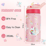 1 x RAW Customer Returns Flintronic Children s Stainless Steel Drinking Bottle, 350ML Children s Drinking Bottle, Stainless Steel Children s Bottle, Leak-Proof, Water Bottle with Straw, Toddler Drinking Bottle, Thermos Bottle - BPA Free - RRP €14.24