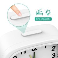 1 x RAW Customer Returns ORIA Alarm Clock Without Ticking Alarm Clock, Pointer Alarm Clock, with Snooze Function, Night Light Function Battery Operated, Portable Alarm Clock for Bedroom, Living Room, Office, Travel, White - RRP €9.91