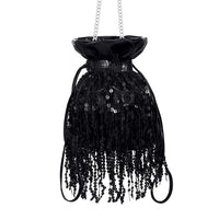 1 x Brand New Ushiny Sequin Tassel Bag for Women Girls Shoulder Bag Fringe Handbag Cross Body Bag Rave Outfit Black  - RRP €51.6