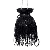 1 x Brand New Ushiny Sequin Tassel Bag for Women Girls Shoulder Bag Fringe Handbag Cross Body Bag Rave Outfit Black  - RRP €51.6