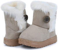 1 x RAW Customer Returns Fudaolee Children Winter Boots Girls Warm Snow Boots Boys Plush Lined Ankle Boots Baby Toddler Shoes Soft Soles Slip-on Boots Beige, 20 EU 21 label - RRP €22.26