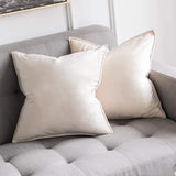 1 x RAW Customer Returns MIULEE Set of 2 Velvet Cushion Covers Flange Cushion Cover Decorative Sofa Cushions Throw Pillows Wrapped Edge Cushion Covers Decorative Pillowcase for Sofa Living Room Bedroom 50 x 50 cm Cream White - RRP €19.49