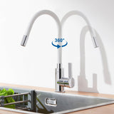 1 x RAW Customer Returns Auralum Flexible Kitchen Faucet, White Kitchen Faucet with Flexible Spout, High Pressure Kitchen Sink Faucet 360 Rotatable, White Kitchen Faucet with Water Saving Water Saving Aerator - RRP €38.99