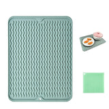 1 x Brand New Amindz silicone drying mat, heat-resistant and non-slip silicone mat with a cleaning brush, dish drying mat for the kitchen green  - RRP €20.82