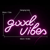 1 x RAW Customer Returns Pink Good Vibes Neon Sign, Neon Wall Decor Signs, Real Acrylic Neon Light, 7.9 x15.9 USB LED Neon Signs for Bedroom, Home Bar, Wedding Anniversary, Birthday Party Gift - RRP €34.27