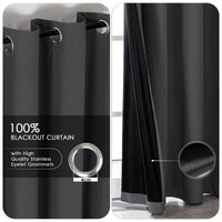 1 x Brand New  2 Pack Buseu Curtains 100 Blackout with Eyelets 140 x 225 cm Anthracite Blackout Curtain Thermal Curtain with Matt Lamina Membrane Opaque Window Curtains for Bedroom Living Room UV Protection - RRP €20.4