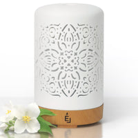 4 x RAW Customer Returns Earnest Living Aroma Diffuser for Essential Oils 100 ml - White Ceramic Room Fragrance Fragrance Oil Diffuser - Electric Fragrance Lamp, Humidifier, Bedside Lamp - 7 Light Colors, Timer, Automatic Switch-Off - RRP €125.0