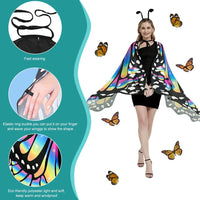 1 x RAW Customer Returns EMAGEREN Women s Butterfly Costume Butterfly Wings Fancy Dress Costumes Butterfly Costume Scarf Poncho with Women s Lace Mask, Bug Headband for Party Christmas Costume Cosplay - RRP €24.99