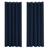 1 x RAW Customer Returns Deconovo cold protection curtain, opaque blackout curtain, cold protection curtains for children s room, 183 x 168 cm height x width , dark blue, set of 2 - RRP €36.97