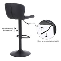 1 x RAW Customer Returns Youhauchair Bar Stool, Height Adjustable Faux Leather Bar Stool, Bar Chair with Backrest and Footrest, Swivel Kitchen High Chair, Modern, Black - RRP €72.59