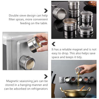 1 x RAW Customer Returns SOLUSTRE 8 Pieces Magnets Spice Jars Stainless Steel Storage Spice Container Clear Top Lid Spice Shaker Organizer with Sticker For Refrigerator Grill Silver - RRP €35.91