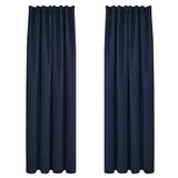 1 x RAW Customer Returns Deconovo Curtains Opaque Blackout Curtain Ruffle Tape Against Cold, 180x140cm HeightxWidth , Dark Blue, Set of 2 - RRP €31.7