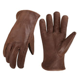 1 x RAW Customer Returns OLSON DEEPAK Leather Work Gloves for Driver Motorcycle Riding Yard Work Farm-Soft and Perfect Fit for Men and Women Retro, Large  - RRP €16.12