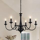 1 x RAW Customer Returns QAREHL Chandelier Vintage Ceiling Light Black, 6-Light Hanging Lamp Living Room with E14 Socket, Chandelier Black for Bedroom, Kitchen, Hallway - RRP €77.81