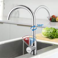 1 x RAW Customer Returns BONADE low pressure tap kitchen sink tap swivel range 360 kitchen tap single lever mixer for pressureless boiler kitchen sink chrome with 3 connections  - RRP €34.27