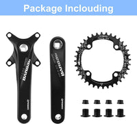 1 x RAW Customer Returns splumzer 170mm square crank for mountain bike with 104 bolt circle 32 34 36 38T chainring, wide narrow aluminum alloy MTB crank colorful, 36T  - RRP €37.94