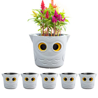 1 x RAW Customer Returns Restmo Set of 3 Self-Watering Planters, 12.7cm Owl Flower Pot with Owl Eye Water Level Indicator, Plastic Flower Pots for Indoor Plants, African Violets, Succulents, Off-White - RRP €32.4