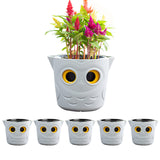 1 x RAW Customer Returns Restmo Set of 3 Self-Watering Planters, 12.7cm Owl Flower Pot with Owl Eye Water Level Indicator, Plastic Flower Pots for Indoor Plants, African Violets, Succulents, Off-White - RRP €32.4