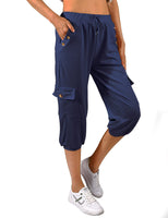 1 x RAW Customer Returns heekpek Capri trousers women s summer 3 4 jogging trousers women s short summer trousers lightweight casual loose elastic drawstring trousers with pockets leisure trousers sweatpants, navy blue, XL - RRP €20.99