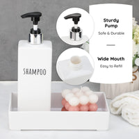 1 x RAW Customer Returns Segbeauty soap dispenser, 3 pieces 500 ml soap dispenser set with labels for shampoo conditioner body soap, shampoo bottles for filling for kitchen and bathroom, white - RRP €23.18