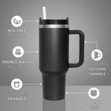 1 x RAW Customer Returns HNCY thermal mug with straw 1180ML, thermal coffee mug to go, drinking cup with lid and straw, stainless steel insulated mug with handle, tumbler cup for cold hot drinks thermo mug - RRP €16.99