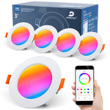 1 x RAW Customer Returns DUSKTEC recessed spotlight LED RGB 7W, 230V LED spots color change set of 4, spots ceiling light colorful Bluetooth, IP44 LED ceiling spots white, ceiling spotlights colored, recessed lights dimmable via APP - RRP €30.41