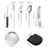 1 x RAW Customer Returns YoBest Camping Cutlery Set, Portable Cutlery Set Camping Cutlery Set, Picnic Set Stainless Steel Camping Tableware Set with Spoon Fork Knife Clip Plate for Picnic Travel Hiking Camping for 2 People - RRP €24.16