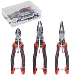 1 x RAW Customer Returns HOUSERAN pliers set with 7.5 inch side cutters, 8.3 inch combination pliers and 9.3 inch needle nose pliers, 3-piece, with safety lock, case - RRP €28.21