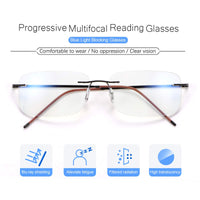 1 x RAW Customer Returns Rimless progressive lenses progressive multifocal reading glasses super light titanium multifocus glasses for men and women reading glasses anti-blue light vision aid reading aid computer reader anti fatigue glasses - RRP €28.21