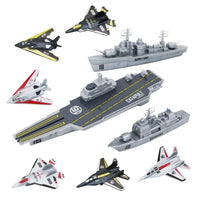 1 x RAW Customer Returns deAO model military navy ship aircraft carrier toy playset with small model aircraft, battleship and supply ship included - RRP €13.27