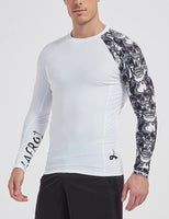 1 x RAW Customer Returns LAFROI Men s Rash Guard Long Sleeve UPF 50 Compression Shirt CLYYB Asym Skull,M - RRP €24.99