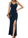 1 x RAW Customer Returns Missufe Evening Dress Cocktail Dress Party Dress Bodycon Dresses Ladies Maxi Dress Festive Summer Dress Navy Blue, XX-Large  - RRP €49.99