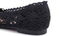 1 x RAW Customer Returns Feversole Round Toe Ballerina Flats Crochet Shoes Flat Comfortable Breathable Black Black Lace 40 EU - RRP €30.24