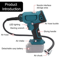 1 x RAW Customer Returns Cordless compressor for Makita 18v, 130PSI electric air pump car compressor, LED digital pressure display, auto-off function, ideal for bicycle car ball A  - RRP €59.99