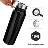 1 x RAW Customer Returns 1.5L Metal Water Bottle, Drinking Bottle 1.5 Liter Stainless Steel for Running, Stainless Steel Insulated Bottle, Leak-Proof Sports Water Bottles, Gym, Cycling Black, 1.5L 33 x 8.9cm  - RRP €24.99