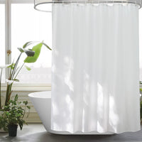 1 x RAW Customer Returns EurCross Shower Curtain 180x180 White Shower Curtains Anti-Mould Antibacterial for the Bathtub, Textile Fabric Waterproof Washable Bathroom Curtain with 12 Rings - RRP €12.85