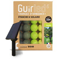 1 x RAW Customer Returns GuirLED - Outdoor garland with light balls LED guinguette - Waterproof IP55 - High efficiency solar panel - Automatic ON OFF - 32 balls 6 m - Fern - RRP €60.49