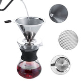 1 x RAW Customer Returns Stainless steel reusable coffee filter, permanent coffee filter made of stainless steel, reusable coffee dripper, coffee dripper made of stainless steel, with double stainless steel mesh and silicone handle - RRP €15.12