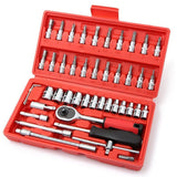 1 x RAW Customer Returns LSHK 46-piece socket set with 1 4 ratchet wrench metric bit socket set and extension bar with plastic box for car repair and home maintenance - RRP €16.13