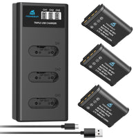 1 x RAW Customer Returns Homesuit NP-BX1 Replacement Battery 1600mAh and THREE Slots LCD Charger Kit for Sony NP-BX1 M8 Cyber-Shot DSC-RX100 II III IV V VA VI VII , RX1, HX50V, HX90, WX350, RX1R, M7 6 5, HDR-AS15 Camera 3 Pack  - RRP €26.77