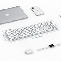 1 x RAW Customer Returns OMOTON Bluetooth keyboard for Mac MacBook MacBook Air MacBook Pro iMac iMac Pro Mac Pro , rechargeable wireless, for Mac OS with 3 Bluetooth channels, QWERTZ DE layout, silver - RRP €39.99