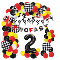 1 x RAW Customer Returns Race Car Balloon Birthday Party Supplies Decorations for Boys - Race Car Themed Party Supplies Happy Birthday Checkered Racing Flag Banner Two Fast 2nd Racing Monster Truck Themed Party Decorations - RRP €26.4