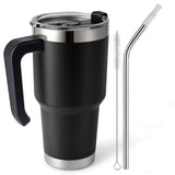 1 x RAW Customer Returns EQARD thermal mug with straw and handle drinking cup with lid coffee mug to go with splash-proof lid and tube brush stainless steel mug for hot and cold drinks BPA free - RRP €23.52