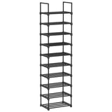 1 x RAW Customer Returns SONGMICS 10-Tier Shoe Rack, Tall Open Shoe Cabinet, Narrow Shoe Stand, Metal Shoe Storage, Space Saving, for Dressing Room, Hallway, 30 x 45 x 174 cm, Black LSA25BK - RRP €27.17