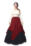 1 x RAW Customer Returns Fiamll Renaissance Dress Women s Medieval Dress Medieval Costume Women s Trumpet Sleeves Victorian Dresses Red 3XL Shirt and Skirt  - RRP €66.78