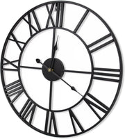 1 x RAW Customer Returns GUDEMAY Large Vintage Wall Clock XXL Diameter 50 cm Diameter - Retro Country House Style, Silent, Roman Numerals, Metal Decorative Wall Clock for Living Room, Kitchen, Bedroom - Black - RRP €49.68