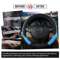 1 x RAW Customer Returns Pahajim Steering Wheel Cover Leather 37-38cm Steering Wheel Cover D Shape Anti-Slip Flat Bottom Steering Wheel Protector Breathable Steering Wheel Protector Suitable for Car Jeep SUV - RRP €22.94